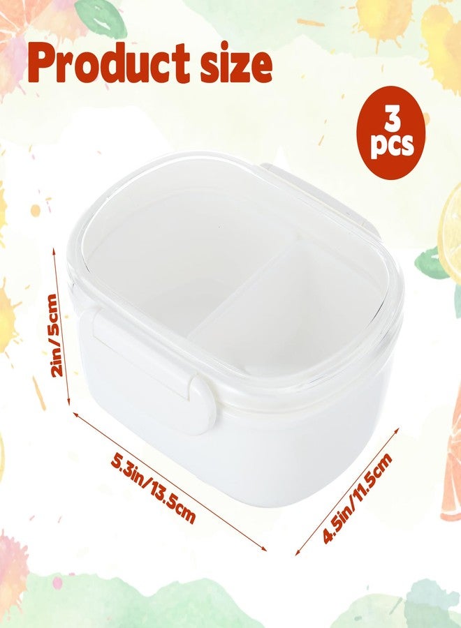 FMOACEN 3 PCS Double Compartment Snack Containers, Small Reusable Removable Fruits Snack box Containers Snacks Dips Takeout Leakproof & Airtight Food Storage Box for Travel, Office, Picnic - Image 2